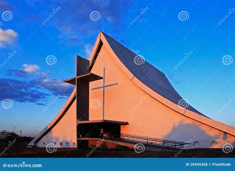 Church at sunset editorial stock photo. Image of brasilia - 28445368