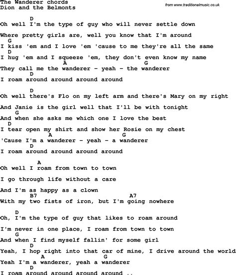 Song lyrics with guitar chords for The Wanderer - Dion And The Belmonts ...