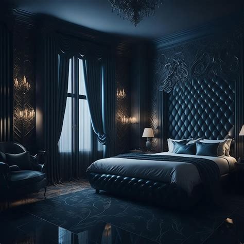 Premium Photo | Amazing hotel bedroom living room with great wallpaper and curtain