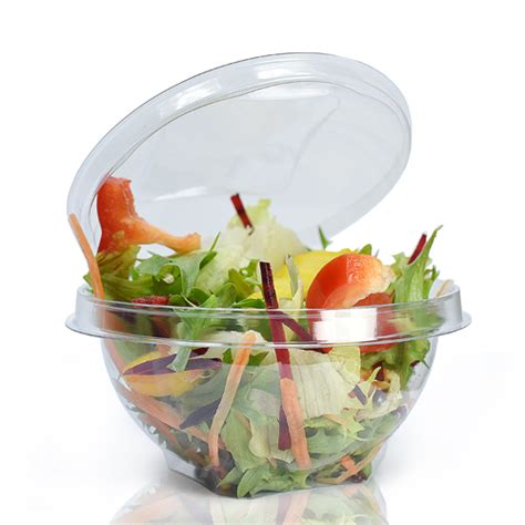 250cc Clear Round Salad Bowl With Hinged Lid - Ideon.co.uk