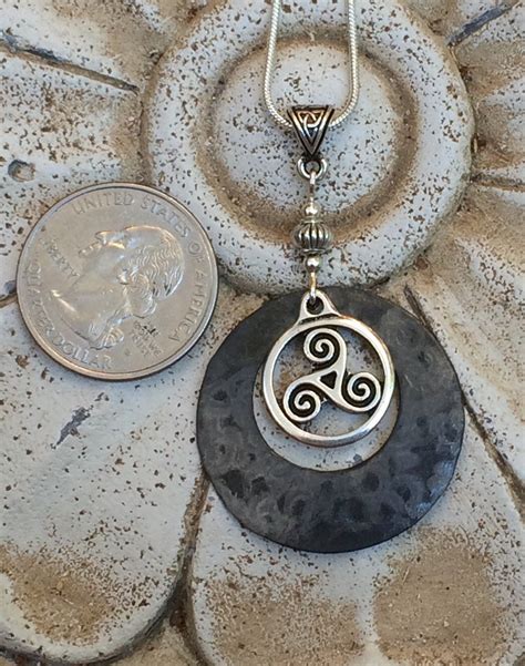 Celtic pendant Druid pagan hammered metal necklace Irish | Etsy