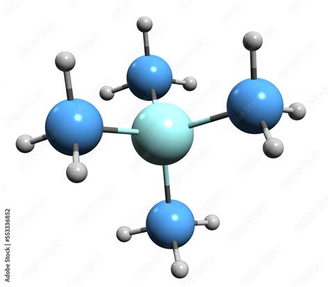 3D image of Tetramethylsilane skeletal formula - molecular chemical structure of organosilicon ...