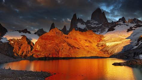 Patagonia, Argentina, lake, mountain, dawn, snow wallpaper | nature and landscape | Wallpaper Better