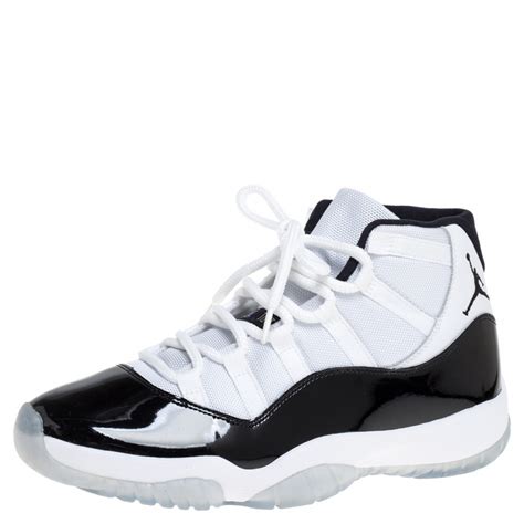 Air Jordan Black/White Fabric and Patent Leather Jordan 11 Retro ...