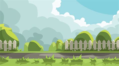 green nature sidewalk cartoon style cloudy weather 24329238 Vector Art ...