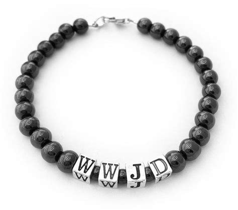 Hematite What would Jesus do bracelet - wwjd bracelet with black hematite beads. CB-WWJD-3 ...