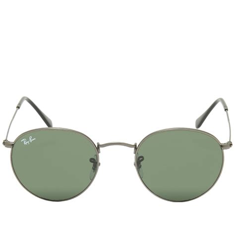 Ray Ban Round Sunglasses Matte Gunmetal & Crystal Green | END.