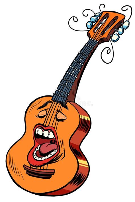 Emoji Character Emotion Acoustic Guitar Musical Instrument Stock Vector - Illustration of ...