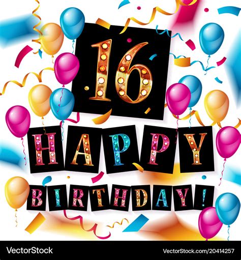 16th birthday celebration with color balloons Vector Image