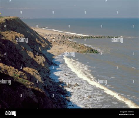 Coastal erosion and defence; cliffs at Mappleton, near Hornsea, East ...