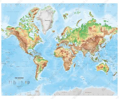 Digital physical map of The World medium 1502 | The World of Maps.com