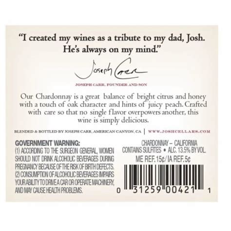 Josh Cellars Chardonnay California White Wine, 375 ml - Kroger