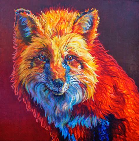 Daily Painters of Pennsylvania: Colorful Contemporary Wildlife Fox Art Painting "Rosie" by ...