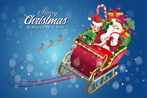 Christmas Santa Sleigh Flying with Elf Graphic by Bellart · Creative ...