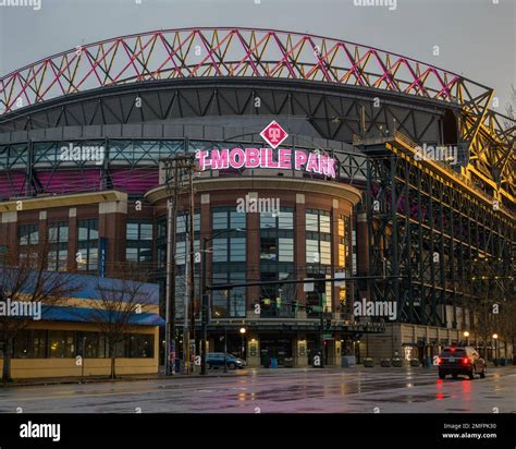 Seattle - January 15, 2023; T Mobile Park baseball stadium on a wet ...