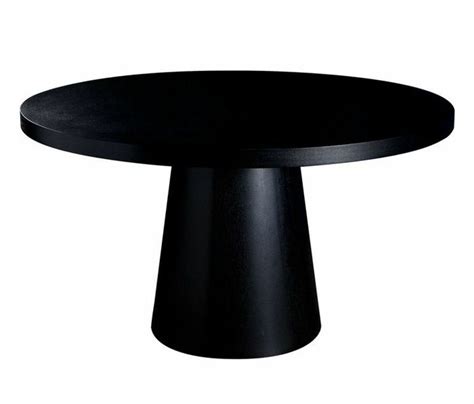 Black Round Wood Pedestal Side Table - La Phillippe Cement 60 Inch 6 Piece Round Dining With ...