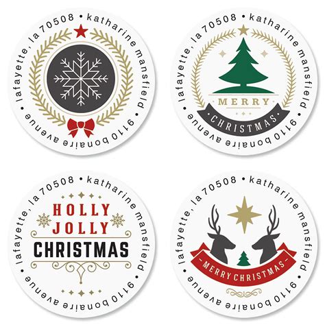 Christmas Token Round Return Address Labels (4 Designs) | Colorful Images