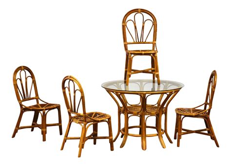Vintage Bamboo Dining Room Table & Chairs on Chairish.com Dining Room Table Chairs, Dining Room ...