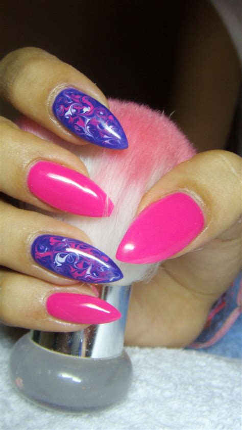 Pink and blue stiletto nails | Nails | Pinterest