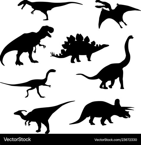 Dinosaur silhouettes set Royalty Free Vector Image