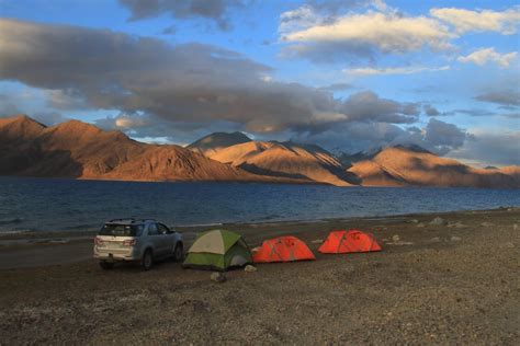 Car Camping next to Pangong Tso Lake in Ladakh. It's a stunning lake ...