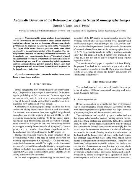 (PDF) Automatic Detection of the Retroareolar Region in X-Ray ...