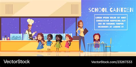 School canteen cartoon Royalty Free Vector Image