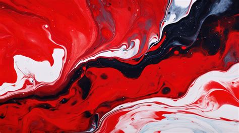 Vibrant Fluid Art Abstract Background With White Black And Red Wave Patterns, Red Marble ...