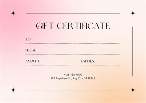 Template Gift Certificate