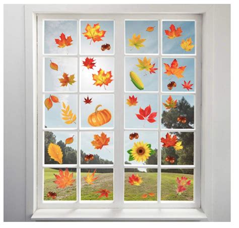 180 Fall Leaves Window Clings Fall Decorations Halloween Decorations Thanksgiving Maple ...