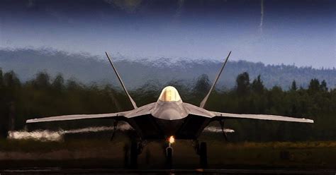 F-22 Raptor Lined Up Takeoff At Langley Field Aircraft Wallpaper 4018 ...