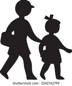 Illustration Silhouettes Children Walking Stock Vector (Royalty Free ...