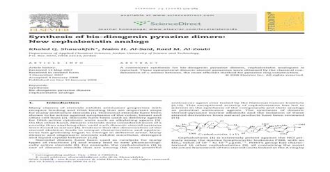 Synthesis of bis-diosgenin pyrazine dimers: New cephalostatin analogs - [PDF Document]