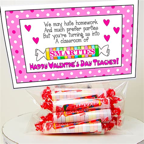 Valentine Teacher Candy Saying "Smarties" - Parties and Patterns