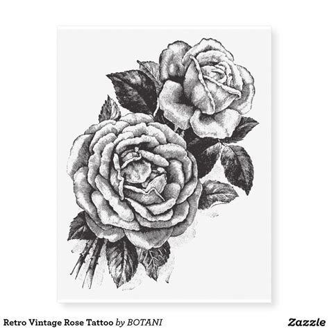 Retro Vintage Rose Tattoo | Zazzle.com | Vintage rose tattoos, Garden tattoos, Vintage roses