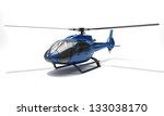 Image of Close Up of Blue and White Helicopter | Freebie.Photography