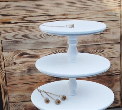 ALL SIZES 3-tiered Wooden White Cake Stand Cupcake Stand - Etsy