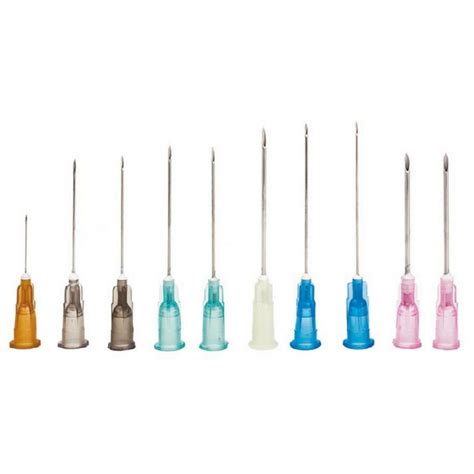 Sizes of hypodermic needles