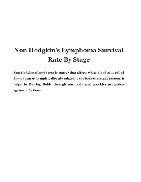 PPT - Non Hodgkin’s Lymphoma Survival Rate By Stage PowerPoint Presentation - ID:11347344