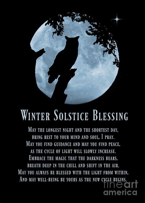 Winter Solstice Owl and Moon in Oak Tree Yule Blessing Photograph by ...