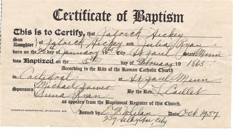 Roman Catholic Baptism Certificate Template