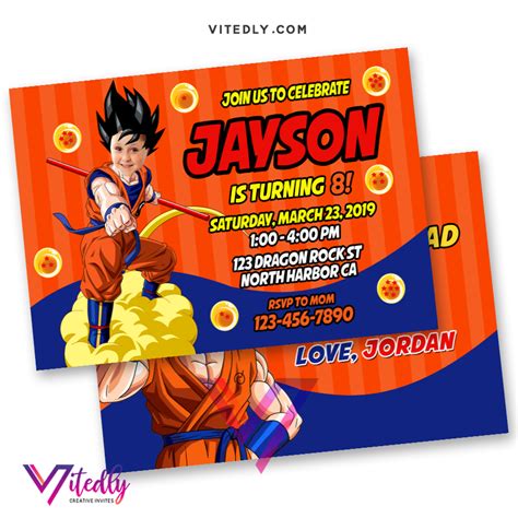 Dragon Ball z Birthday Invitation, Dragon Ball z Invitation, Goku – Vitedly