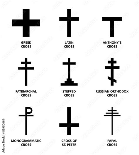 Christian cross variants. The nine most important main religious ...