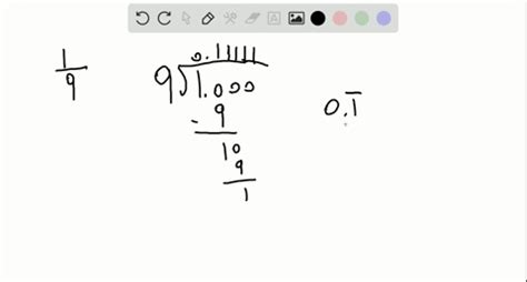 ⏩SOLVED:Express 1/ 9 as a repeating decimal, using a bar to indicate… | Numerade