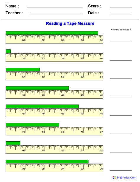 Measurement Worksheets | Dynamically Created Measurement Worksheets