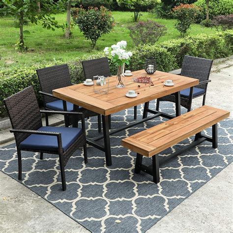 MF Studio 6PCS Patio Dining Set with 4PCS Outdoor Dining Chairs, 1PC ...