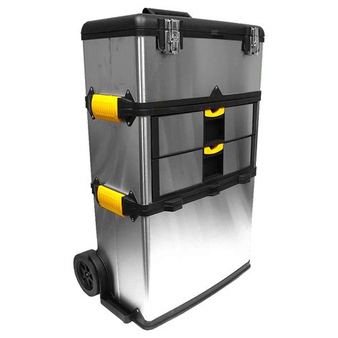 Buy Stackable Tool Boxes with Wheels – Stainless-Steel 3-Part Rolling Tool Chest – Extendable ...