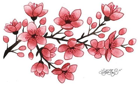 drawing of small cherry blossoms | cherry blossom flower tattoo ... | Flower tattoos, Flower ...