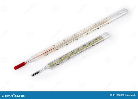 Laboratory Alcohol Thermometer and Medical Mercury Thermometer Stock Photo - Image of range ...