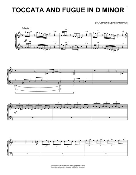 Toccata And Fugue In D Minor por Johann Sebastian Bach Partituras para Piano solo en Sheet Music ...